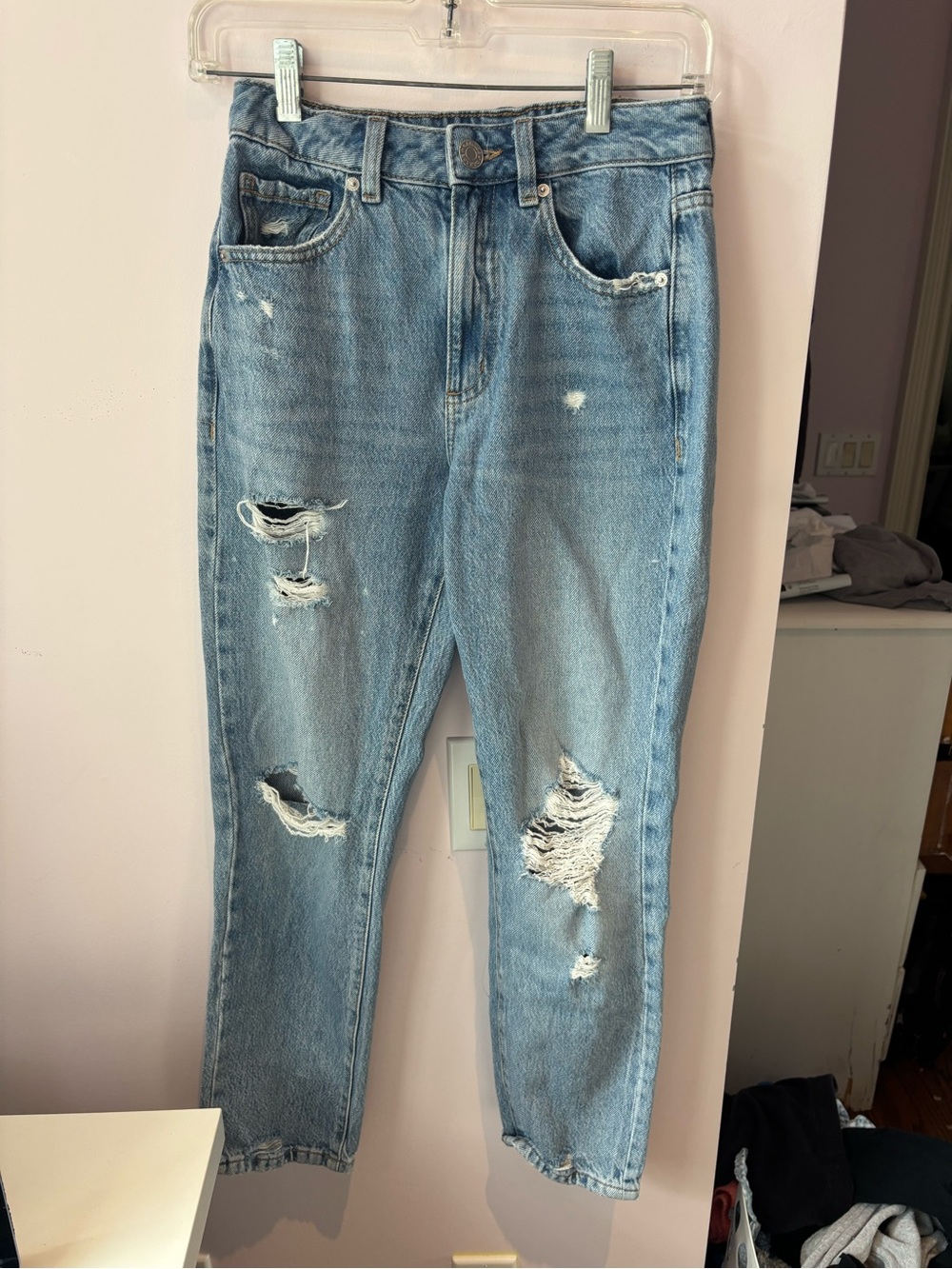 Garage Light Blue Distressed Boyfriend Jeans